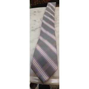 Men's Tie 100% Silk Pink & Gray Plaid Express
